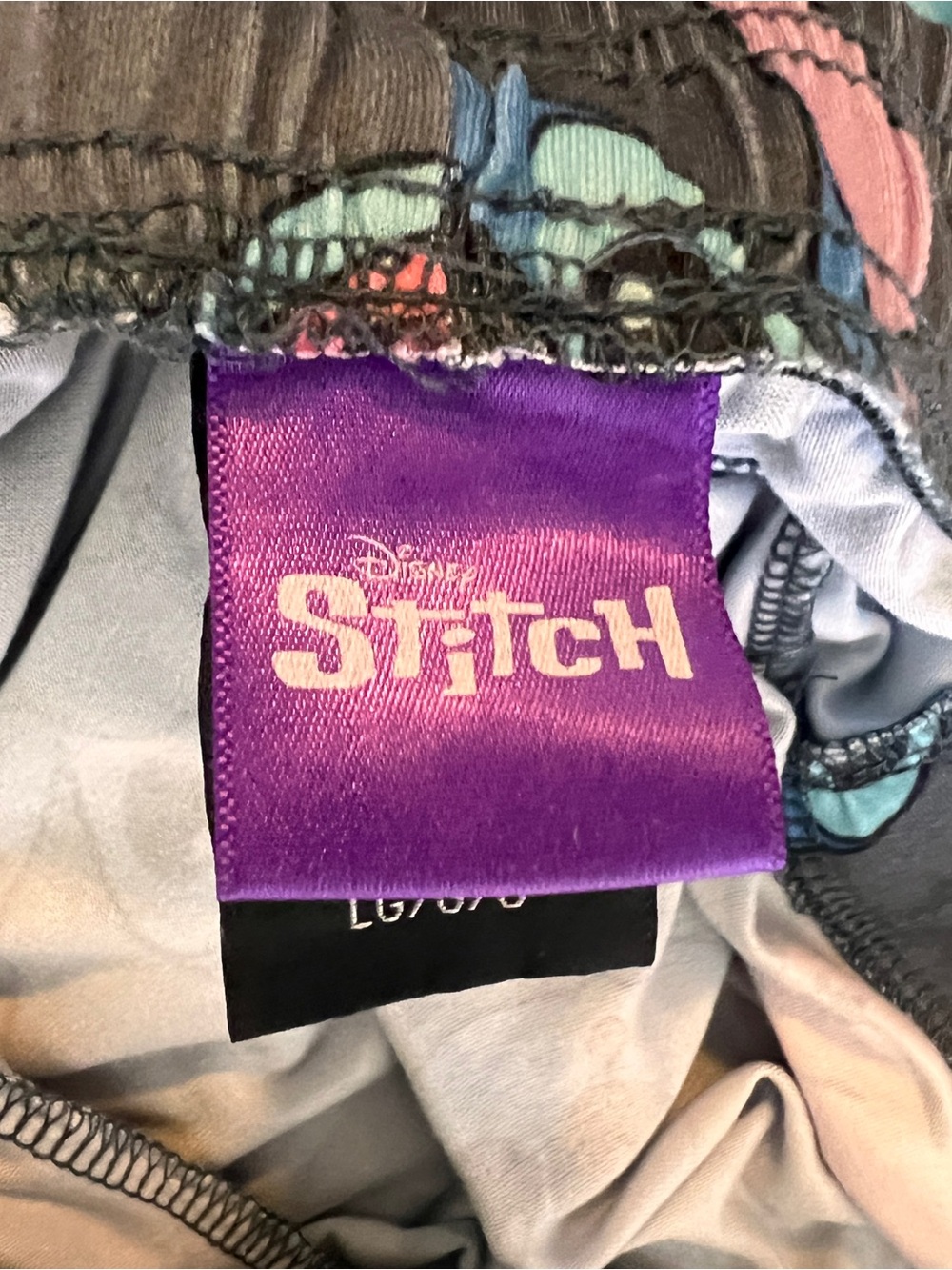 Disney Stitch Ladies Pajama Bottom Pants Grey Drawstring Pockets Soft Large, EUC - Picture 5 of 8